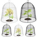 DECOHS 5 Pack Garden Chicken Wire Cloche -11.8 x 11.8 Inch Metal Squirrel Proof Garden Plant Cloche- Chicken Wire Plant Protector Cover for Keeping Bunny Chicken Animals Out Garden Decoration