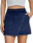 luvamia Jean Skirt Women Denim Wrap Skirt Cowgirl Outfits for Women Denim Skirt Size 12-14 High Waisted Skirt with Pockets Darkness Blue Size Large US Size 12 to Size 14