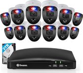 Swann Home DVR Enforcer™ Security Cam System with 2TB HDD, 16 Channel 12 Camera, 1080p Video, Indoor or Outdoor Wired Surveillance CCTV, Color Night Vision, Heat Motion Detection, LED Lights, 16468012