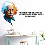 StickMe 'Albert - Einstein -Never Stop Learning - Because - Life Never Stop - Teaching - Inspirational - Motivational - Quotes - Wall Sticker' -SM663 (Multi Colour, Vinyl - 100cm X 56 cm)