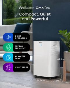 Pro Breeze 20L WiFi Dehumidifier – OmniDry, Humidity Sensor, Sleep Mode
