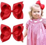 Oaoleer 2PCS 6inch Hair Bows Clips, Red Layered Grosgrain Ribbon Bows Hair Alligator Clips for Baby Girls Infants Toddlers Kids Teens Children