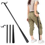 33" Long Dressing Stick with Shoe Horn with Sock Removal Tool, Adjustable Extended Dressing Aids for Shoes, Socks, Shirts and Pants