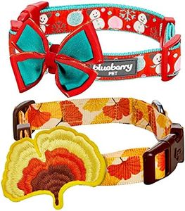 Blueberry Pet Christmas Collar Bundle Set - Medium Snowman Making Collar + Medium Ginkgo Biloba Leaf Collar