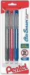 Pentel Clic Retractable Eraser with Grip, Assorted Barrels, 3 Pack (ZE21BP3M)