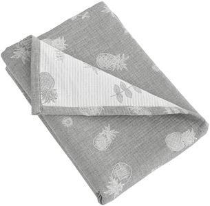 NTBAY 3 Layer Toddler Blanket, Muslin Cotton Jacquard Bed Blankets, Lightweight Thermal Baby Blanket, Super Soft and Warm Crib Blanket for All Seasons, Decoration Gift, 30"x40", Grey Pineapple