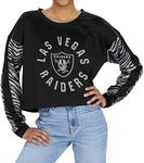 LAS Vegas Raiders Womens Black Crew Crop TOP Black/Gray Zebra Sleeves X-Large