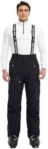 fit space Men's Ski Snow Pants Waterproof 15,000mm Removable Stretch Suspenders Insulated Winter Alpine Pants (Black,X-Large)