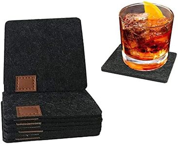 Square Felt Coasters,Absorbent Square Felt Drink Coaster,10 Felt Coaster Square Coaster,Absorbent Felt Square Coaster,Non-Slip Heat Resistant Felt Coaster,Square Absorbent Non-Stick Felt Coaster ,Black