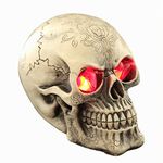 Skull Ornament Gothic Skull Figurine Skull Head Ornaments Eyes Light Up Dead Man Head Bones Skeleton Halloween Decoration Haunted House Bar KTV Ornaments Novelty Desktop Ornaments Decoration