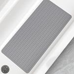 Bligli Non Slip Bathtub Mat, 16.9x36 inches Extra Long Bath Mats with Strong Suction Cups, Soft Rubber Shower Stall Mat for Bathroom, Durable and Machine Washable, Gray