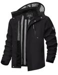 TACVASEN Men's Lightweight Rain Jacket with Hood Winter Jacket for Men Black Windbreaker Jacket Waterproof Softshell Jacket Outwear Windproof Coat,M