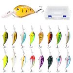 Crankbaits for Bass Fishing 17 PCs, Bass Fishing Lures with Storage Box, 3.94" Deep Diving Crank Baits for Bass Fishing, Fishing Gifts for Men Freshwater Saltwater