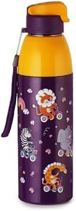 Cello Kidzbee Uranus 600 Wild Wheels Water Bottle | PU Insulation | 3D Touch & Feel Design School Bottle | Picnic Bottle | Cold Insulation | Leak Proof | Kids Bottle | Easy to Carry | 540ml | Violet