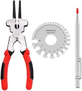 Tanstic 3Pcs 8 Inches Mig Welding Pliers with Stainless Steel Wire Gauge and Tungsten Carbide Scriber with Magnet, Multifunctional Welding Pliers for Wire Cutting and Round Dual-Sided Wire Gauge