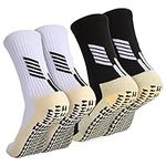 2 Pairs Non Slip Sport Soccer Socks Anti Slip Football Grip Socks Unisex Athletic Sports Socks with Rubber Dots Breathable Basketball Socks for Football Volleyball Yoga Running Trekking Hiking