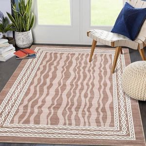 GarveeHome 10x13 Area Rugs for Living Room, Large Carpet Modern Bordered Print Rug for Bedroom, Contemporary Machine Washable Low Pile Area Rugs for Dining Room Playroom Home Office Decor Red