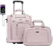 Coolife Luggage Carry On Luggage Underseat Luggage Suitcase Softside Wheeled Luggage Lightweight Rolling Travel Bag Underseater (Pink, Carry-On 16-Inch)