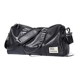 Gym Duffle Bag Waterproof Leather Large Sports Bags Travel Duffel Bags with Shoes Compartment Wet Bag Weekender Overnight Bag Men Women