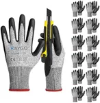 Cut Resistant Gloves, MicroFoam Nitrile Coated, ANSI Cut level A3,Superior Grip Performance,Safety Work Gloves for Men and Women, Ideal for General Duty Work, KG21NB, 12 Pairs,S
