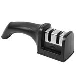 Professional Knife Sharpener, Premium Two Stages Manual Knife Sharpener with Non-Slip and Ergonomic Design (Black)