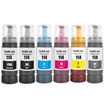 SHUOLEI 6 Color 114 Ink Compatible with Epson 114 Ink Cartridges Bottle Multipack for EP ET-8500 ET-8550 Ink Tank Printer (6 Pack, Black/Photo Black/Cyan/Magenta/Yellow/Grey)