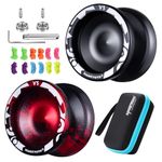 MAGICYOYO V3 Responsive Yoyo Pack of 2, Professional Metal Yoyo for Beginner, Dual Purpose Alloy Yoyo with KK Bearings + Removal Bearing Tool + Axle + 2 Bags + 12 Yoyo Strings