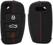 kwmobile Car Key Cover Compatible with Audi 3 Button Flip Key Key Cover - Silicone Protective Car Key Fob Case - Black/Red