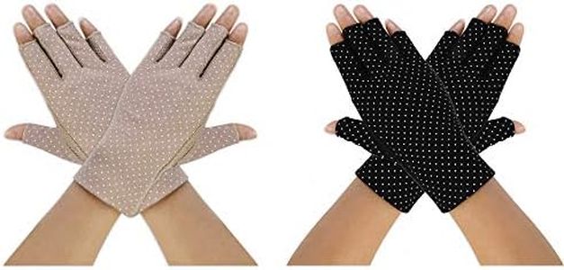 MaoXinTek UV Protection Driving Gloves Women Thin Fingerless Sunblock Gloves Short and No-slip, Special for Girl Lady Summer Outdoor Cycling Fishing Golfing (2 Pairs)