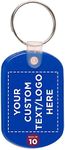DISCOUNT PROMOS Tag Soft Plastic Keychains - 10 pack - Customizable Text, Logo - Small Key Tag Chain For Staying Organized - Rubber Key Ring Keychain – Blue