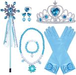 Princess Elsa Dress up, 6 Set Party Accessories Cosplay Accessories for Cosplay Queen Girls Best Birthday Gift, Blue