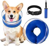 AUTOWT Inflatable Dog Collar, Protective Recovery Dog Cone After Surgery with Enhanced Anti-Licking, Adjustable Washable Elizabethan Dog Neck Collars Dogs Cats Does Not Block Vision Pet Cone Collars