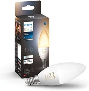 Philips Hue White Ambiance Smart Light Bulb [E14 Small Edison Screw] with Bluetooth. Compatible with Alexa, Google Assistant and Apple Homekit.