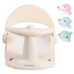 Bebamour Baby Bath Seat Portable Toddler Child Bathtub Seat for 6-18 Months Toddler Girl Boy Bathtub Support Non-Slip/Soft Skin Care/Strong Sucker (Khaki)