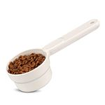 ComSaf Melamine Dog Food Scoop, Plastic Pet Food Measuring Cups, Comfortable Long Handle Scoop for Dog, Cat, Ferret and Rabbit Food, 1 Cup Size Cat Food Feeding Scoop Dishwasher Safe (White)