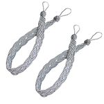 YankMooM 2 Pack Curtain Tiebacks Hand Knitting Curtains Tied Rope for Home Drapes and Curtain Decor Braided Curtain Tiebacks Holders (Grey)