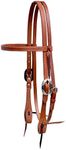 BLACK HOOF Handcrafted Designer Hardware Working Tack Headstall (Straight BROWBAND, Clover Leaf)