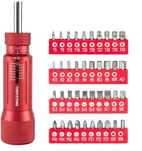 Thorstone Inch Pound Torque Screwdriver Wrench Set with 40 S2 Bits, 1/4'' Drive, 10-70 In-lbs for Maintenance, Tool use, Bike Repair, and Mounting