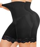 Nebility High Waisted Shapewear for Women Tummy Control Body Shaper Shorts Thigh Slimmer Butt Lifter Panties Underwear (Black+Black,Small)