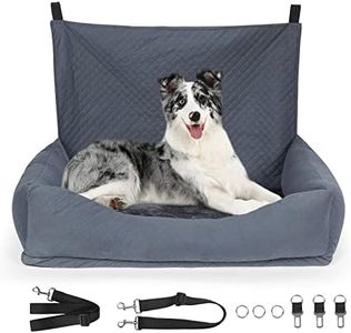 Honey Paws Dog Car Seat for Large Dogs Dog Car Bed for 2 Small Dogs or Medium Dogs up to 60 lbs Soft Washable and Scratch Proof Dog Booster Seat with Clip-On Safety Leash Grey