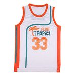 BOROLIN Mens Basketball Jersey #33 Jackie Moon Flint Tropics 90s Movie Shirts, White, Medium