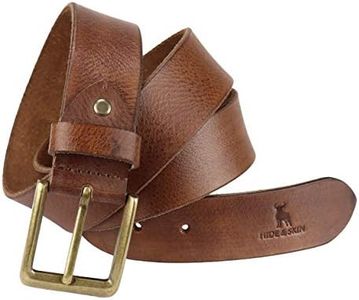 HIDE & SKIN Rosso Brown Top Grain Genuine Leather Belt for Men | 46 inches length | Handmade | Casual Jeans Belt for Men | Adjustable Free size 28-40 inches | Gift Box included