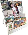 FixtureDisplays? 4-Tiered 18" Wire Display Rack Literature Brochure Magazine Stand Book Tabletop Rack, 2.5" Deep Open Shelves 11936-2WHITE