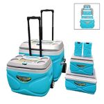 Pinnacle Cooler with Wheels – Practical Set of 66L Cooler with Wheels and Handle – Includes 30L 11L and 4.5L Camping Coolers and 2 Ice Bricks – Cup Holder and Sitting Lid – Extended Cooling Time