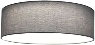 Navaris Flush Mount Ceiling Light - 15.75" Diameter Drum Lamp Shade LED Fixture for Bedroom, Living Room, Kitchen, Hallway Lighting - Light Gray