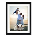 Hoikwo 6x8 Black Picture Frame, Display Pictures 5x7 with Mat or 6x8 Without Mat, 1 Pack 6 by 8 Frame for Wall Hanging and Table