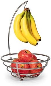 Spectrum Diversified Euro Small Tree Hanger Basket, Produce Saver Banana Holder & Open Wire Fruit Bowl for Kitchen Counter & Dining Table, Satin Nickel