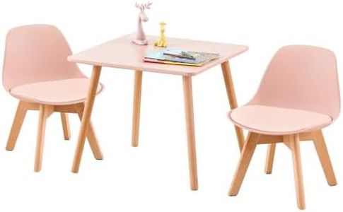 LuxNook Ensemble Table et 2 chaises pour Enfants 3 en 1, fabriqué en hêtre Massif certifié FSC, pour Les Enfants de 1 à 6 Ans, pour la Chambre d'enfant et la Maternelle. (Rose)