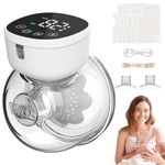 Breast Pump Hands Free: Wearable Breastfeeding Pumps with 3 Modes 9 Levels, Electrical Breast Pump LED Dispaly Low Noise Pain Free for Baby Feeding Rechargeable Wireless 19/21/24MM Flanges (Black)