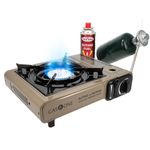 GasOne New GS-3400P Dual Fuel Portable Propane and Backpacking Gas Stove Burner with Carrying Case (Gold) Gold